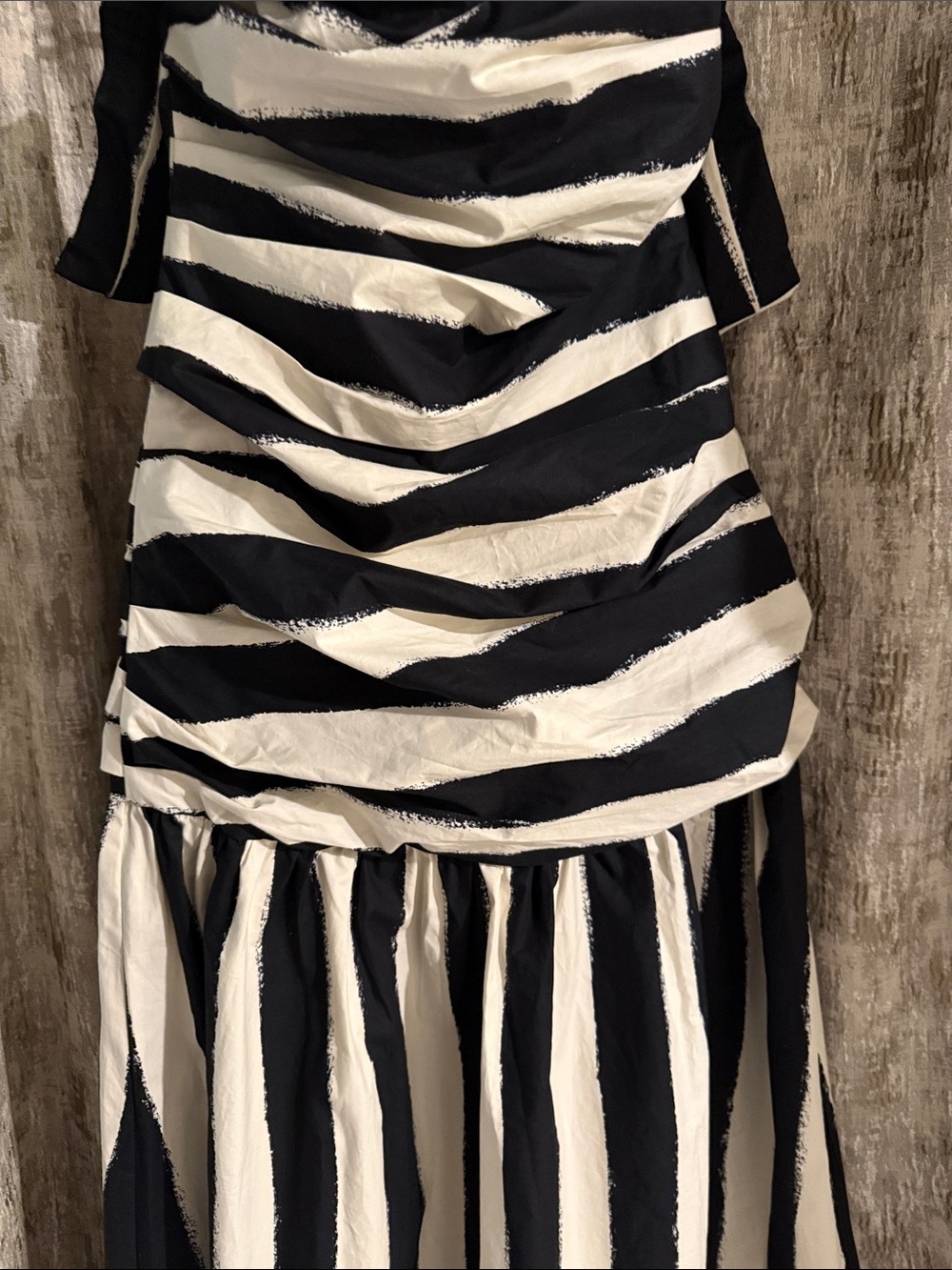 Topshop Black and White Striped Midi Dress